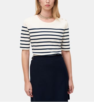 T-shirt tleiade - Motif rayures - Coton - Coupe droite - Caroll - Écru