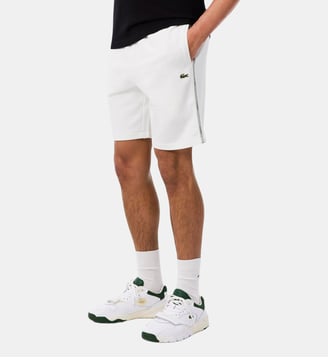 Short regular fit molleton bandes siglées - Lacoste - Blanc