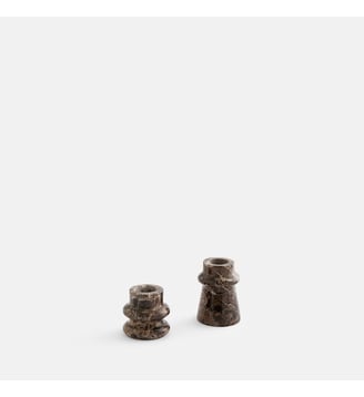Lot de 2 bougeoirs en marbre - La Redoute Interieurs - Marron