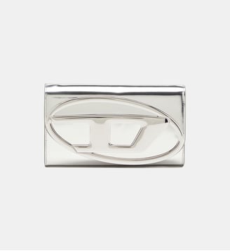 Sac portefeuille en cuir effet miroir - Diesel - Gris argente
