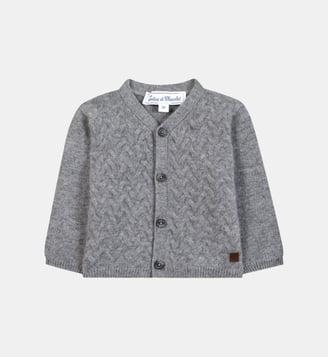 Cardigan -   cachemire col v maille tressée - Tartine Et Chocolat - Gris clair