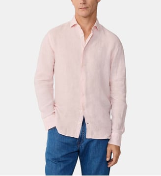 Chemise En Lin Teint En Pièce Coupe Ajustée - Hackett London - Rose