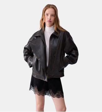 Bomber oversize en tissu enduit - Liu Jo - Marron foncé