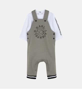 Ensemble salopette et tee-shirt - Karl Lagerfeld Kids - Kaki clair