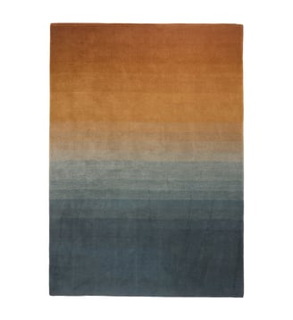 Tapis De Sol  100% laine en dégradé de couleur - Madura - Bleu pétrole et ocre