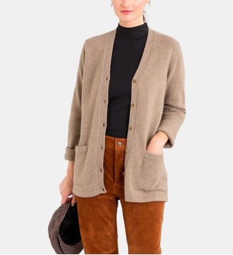 gilet marron en cachemire - Agnès b. - Beige chine roche
