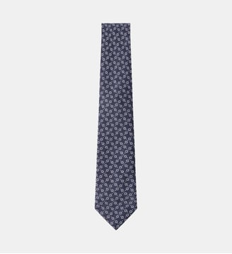 Cravate En Soie Et Lin À Motif Natte Cercle - Hackett London - Navy