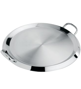 Gril Plancha inox avec anses fixes  Ø34cm - Cristel - Argenté brillant
