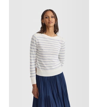 pull Nautil à rayures blanc - Agnès b. - Blanc lys