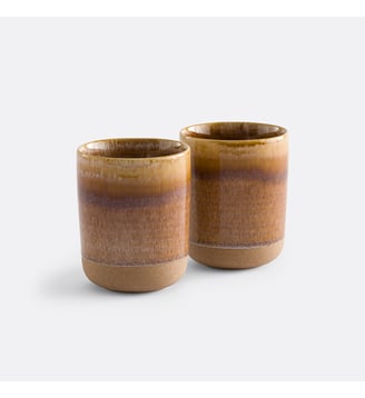 Lot de 2 tasses en grès émail réactif - La Redoute Interieurs - Caramel
