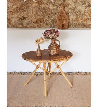 Table basse en rotin Léonie N°817- Produit chiné - Debongout - Bois clair