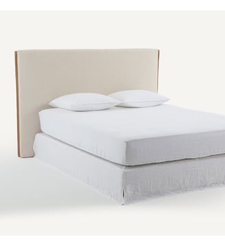 Tête de lit tweedée, finition cuir, largeur 204 cm AM.PM