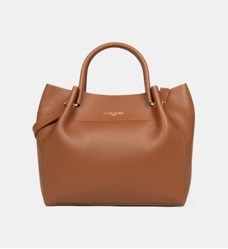 Grand sac cabas épaule Foulonné Double LOUISA en cuir - Lancaster - Camel