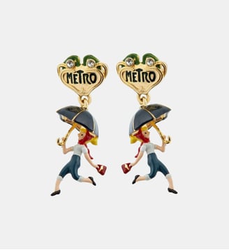 Boucles d'oreilles tiges femme sous son parapluie - Les Néréides - Multicolore