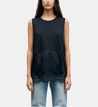 Top bi matière en coton et dentelle - BAIA - Gerard Darel - Noir