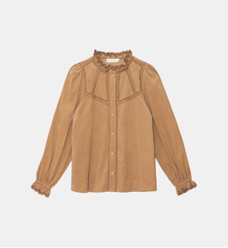 Blouse manches longues col montant uni BERIZA -  - Marine