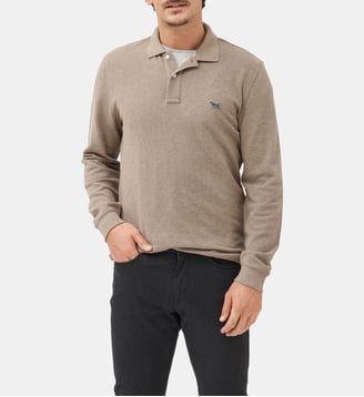 Polo uni slim en coton à manches longues The Gunn - Rodd & Gunn - Latte