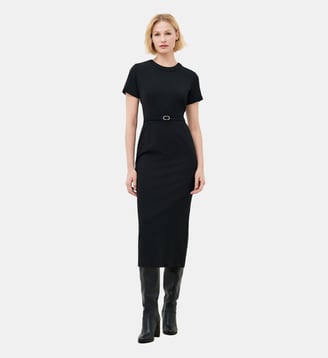 Robe rbijou - Motif uni - Viscose lenzing ecovero - Caroll - Noir