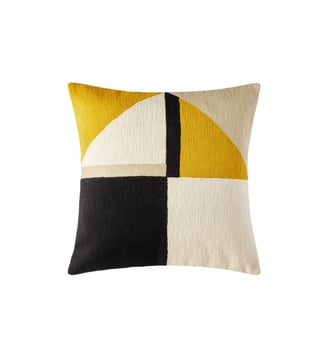 Housse De Coussin  Broderie de laine au point de chaînette - Madura - Ocre et noir