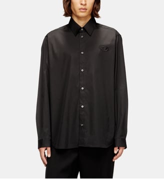 Chemise en popeline extensible avec broderie - Diesel - Noir