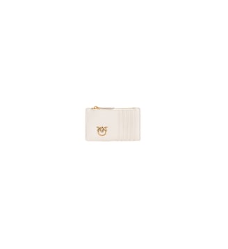 Porte-cartes zippé - Pinko - Blanc soie or antique