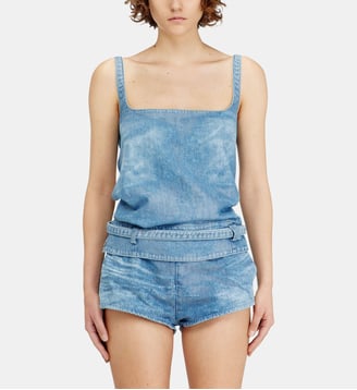 Top dos nu en satin denim - Diesel - Bleu