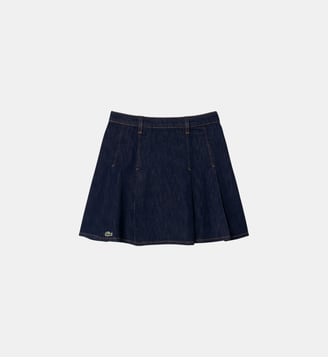 Jupe plissée courte denim - Lacoste - Bleu