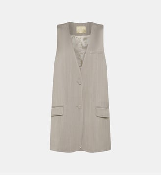Veste ouse en viscose/laine unie - Momonì - Beige