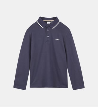 Polo manches longues - BOSS Kidswear - Bleu cargo