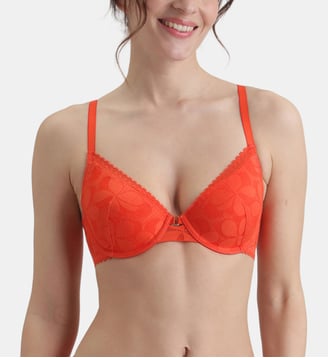 Soutien-gorge à armatures push-up Art Flower - Dim - Orange vif