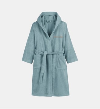 Peignoir à capuche éponge personnalisé - La Redoute Interieurs - Bleu grisé