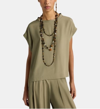 Curacao blouse en acétate de soie uni - Momonì - Bleu