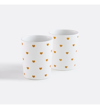 Lot de 2 tasses imprimé coeurs - La Redoute Interieurs - Caramel