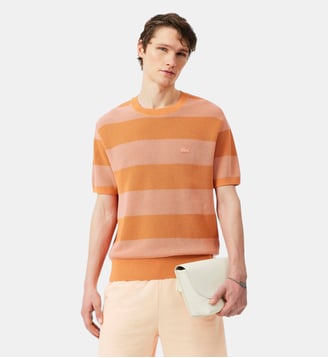 Pull manches courtes coton - Lacoste - Orange et rose