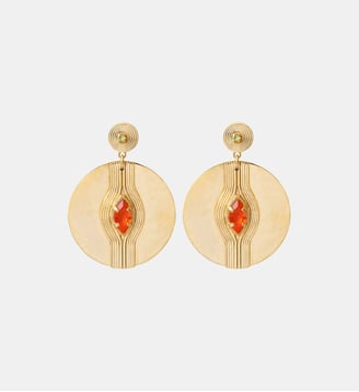 Boucles d'oreilles tiges percées   - Soleil - Satellite - Rouge