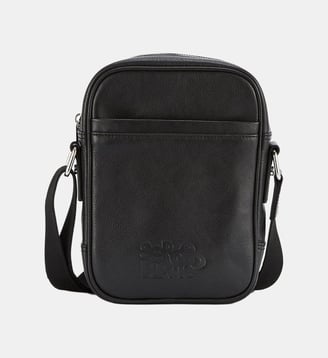 Petit sac à bandoulière en cuir avec logo embossé - Serge Blanco - Noir