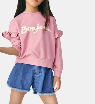 Sweatshirt Bonjour - Mipounet - Rose