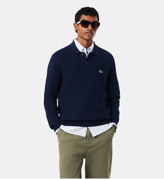 Polo Maille manches longues classic fit - Lacoste - Bleu marine