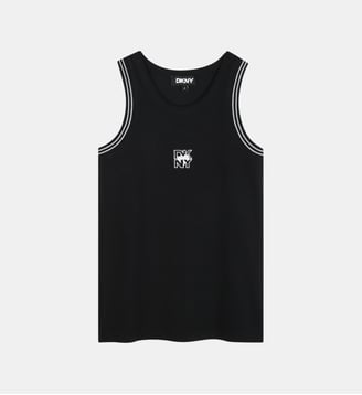 Débardeur à côtes et broderie - DKNY - Black