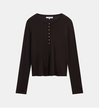 T-shirt en laine à boutons - BALIE - Gerard Darel - Marron