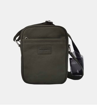 Sacoche bandoulière en cuir et toile canvas Seattle - Serge Blanco - Vert olive