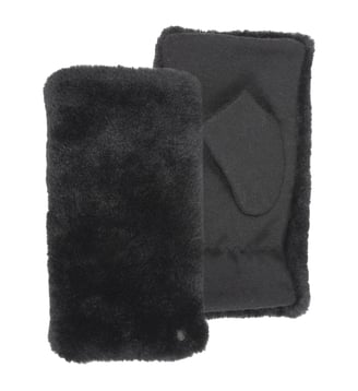 Mitaines fausse fourrure et laine doublé micro-fourrure - Isotoner - Noir