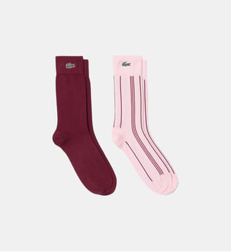 Lot de 2 paires de chaussettes - Lacoste - Rose pã¢le, blanc et bordeaux