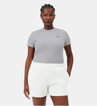T-shirt slim fit coton côtelé - Lacoste - Gris chine