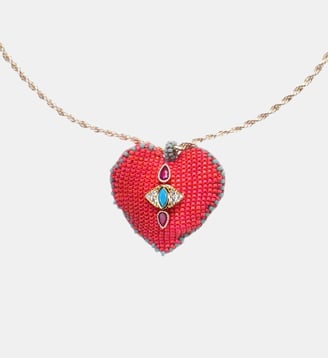 Collier chaîne avec pendentif perles tissées FORTAZA - Hipanema - Rouge