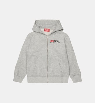 Sweat-shirt à capuche avec fermeture éclair et logo - Diesel Kids - Gris