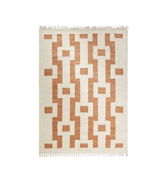 Tapis De Sol  Tissage graphique de fibres recyclées - Madura - Ivoire et caramel