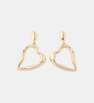 Boucles d'oreilles pendantes cœur irrégulier - Collection Recyclée - Balaboosté - Doré