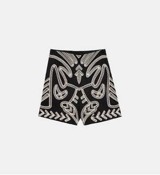 Short droite imprimé ethnique SHEY - La Petite Etoile - Noir et écru
