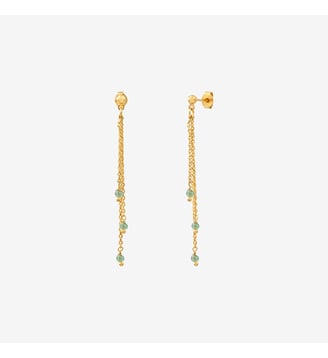 Boucles d'oreilles dorées agate verte - milady - Caroline Najman - Vert